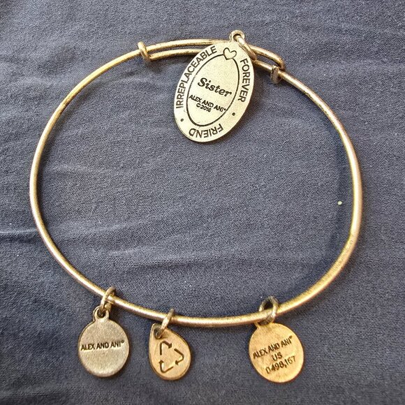 Alex and Ani Honeysuckle Sister Charm Bangle - Rafaelian Silver - Picture 2 of 4